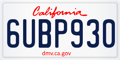 CA license plate 6UBP930