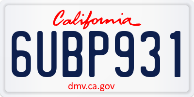 CA license plate 6UBP931