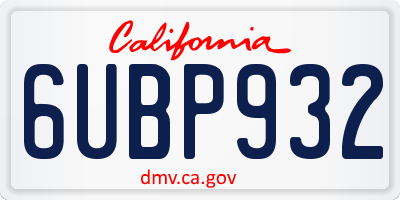 CA license plate 6UBP932