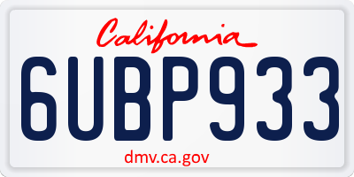 CA license plate 6UBP933
