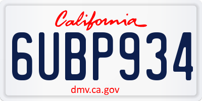 CA license plate 6UBP934