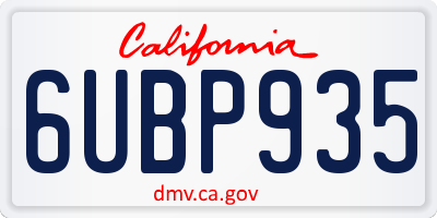 CA license plate 6UBP935