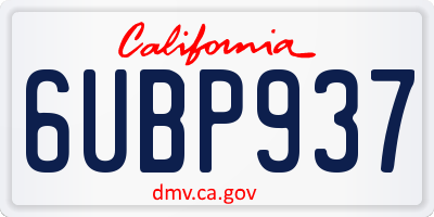 CA license plate 6UBP937