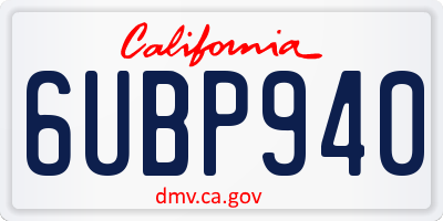 CA license plate 6UBP940
