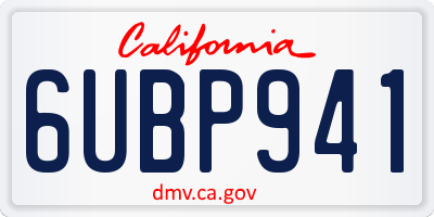 CA license plate 6UBP941