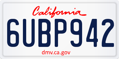 CA license plate 6UBP942