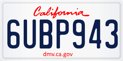 CA license plate 6UBP943
