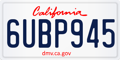 CA license plate 6UBP945