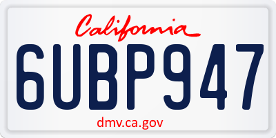CA license plate 6UBP947