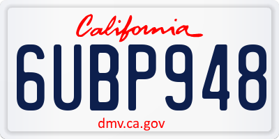 CA license plate 6UBP948
