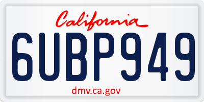 CA license plate 6UBP949