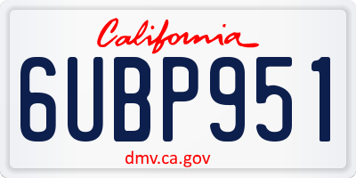 CA license plate 6UBP951
