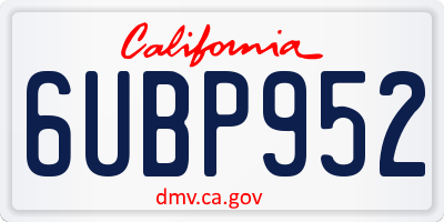 CA license plate 6UBP952