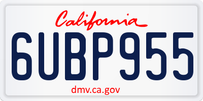 CA license plate 6UBP955
