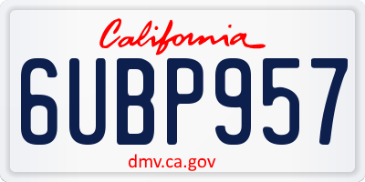 CA license plate 6UBP957