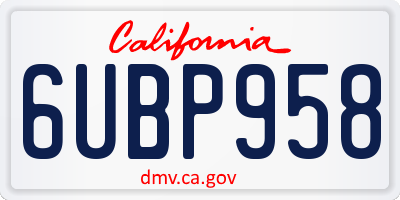 CA license plate 6UBP958