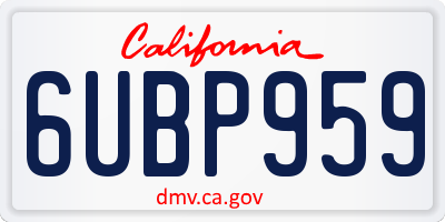 CA license plate 6UBP959
