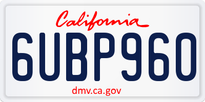 CA license plate 6UBP960
