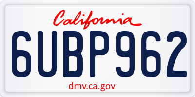 CA license plate 6UBP962
