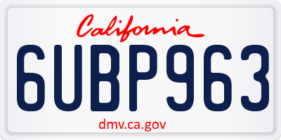CA license plate 6UBP963