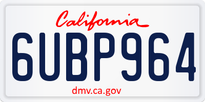CA license plate 6UBP964