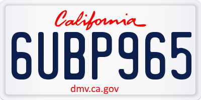 CA license plate 6UBP965