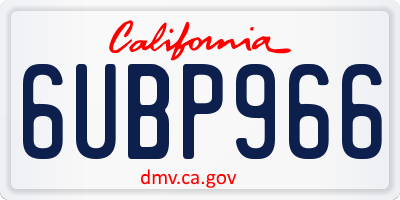 CA license plate 6UBP966
