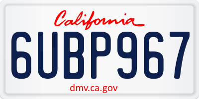 CA license plate 6UBP967