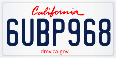 CA license plate 6UBP968