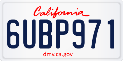 CA license plate 6UBP971