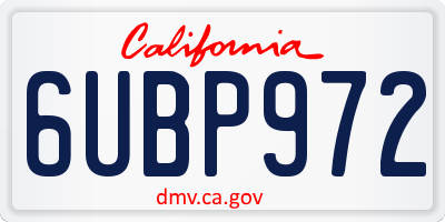 CA license plate 6UBP972