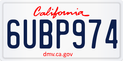 CA license plate 6UBP974