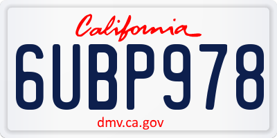 CA license plate 6UBP978