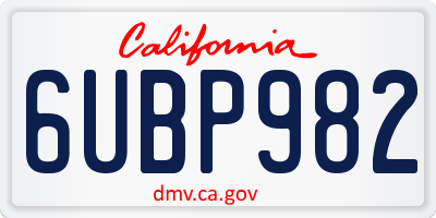 CA license plate 6UBP982