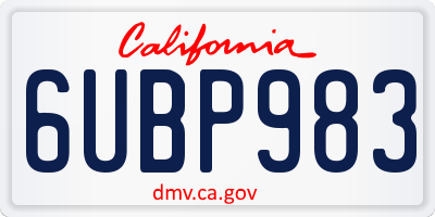 CA license plate 6UBP983