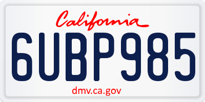 CA license plate 6UBP985
