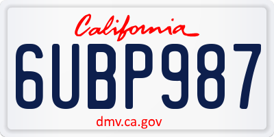 CA license plate 6UBP987