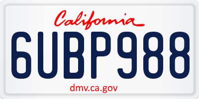 CA license plate 6UBP988