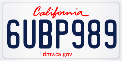 CA license plate 6UBP989