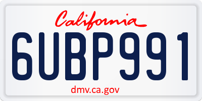 CA license plate 6UBP991