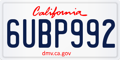 CA license plate 6UBP992