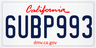 CA license plate 6UBP993