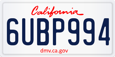 CA license plate 6UBP994