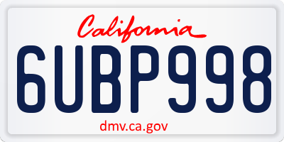 CA license plate 6UBP998
