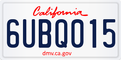CA license plate 6UBQ015