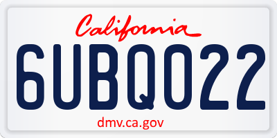 CA license plate 6UBQ022