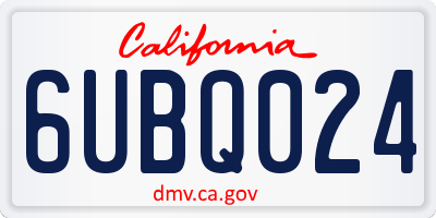 CA license plate 6UBQ024
