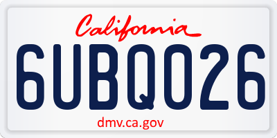 CA license plate 6UBQ026