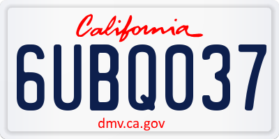 CA license plate 6UBQ037