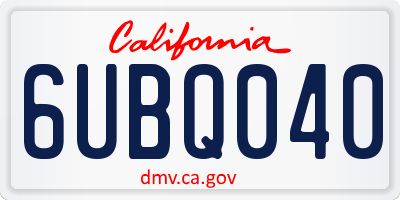 CA license plate 6UBQ040